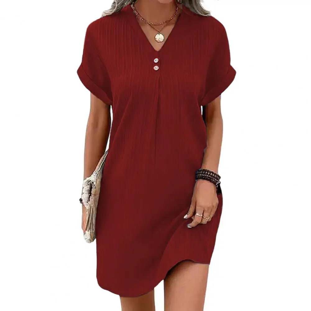Marilyn™ | Robe Courte Texturée à Boutons