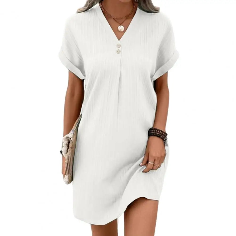 Marilyn™ | Robe Courte Texturée à Boutons