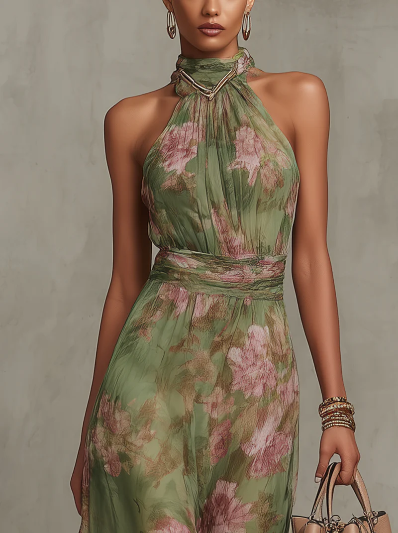 Serena™ | Robe maxi à col halter fleurie