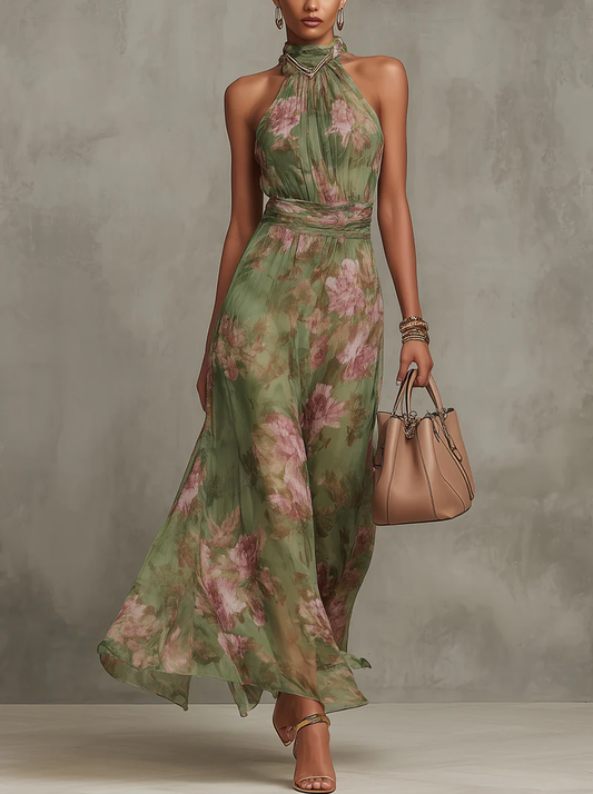 Serena™ | Robe maxi à col halter fleurie