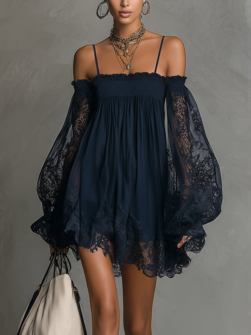 Noemi™ | Mini-robe en mousseline à épaules dénudées