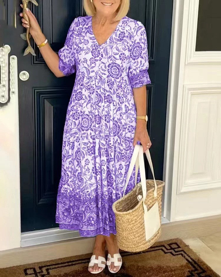 Keysha™ | Robe florale élégante à col en V