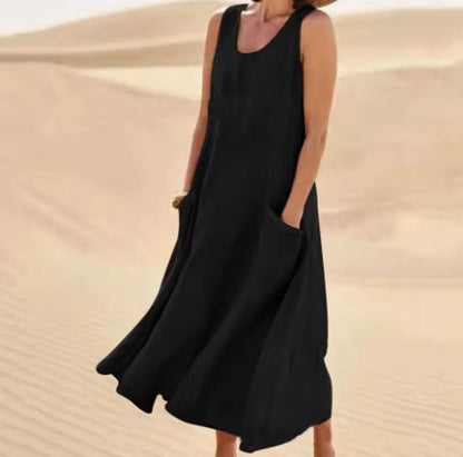 Nancy™ | Robe Longue Sans Manches en Lin