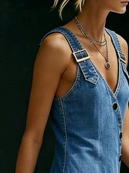 Vera™ | Robe longue en denim boutonnée
