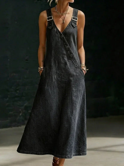 Vera™ | Robe longue en denim boutonnée