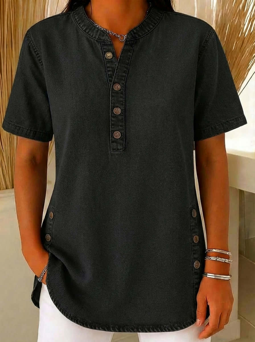 Apolline™ | Blouse en denim coton