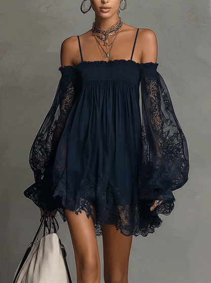 Noemi™ | Mini-robe en mousseline à épaules dénudées