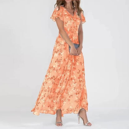 Zoe™ | Robe Longue Fleurie à Volants