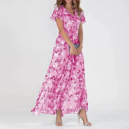 Zoe™ | Robe Longue Fleurie à Volants
