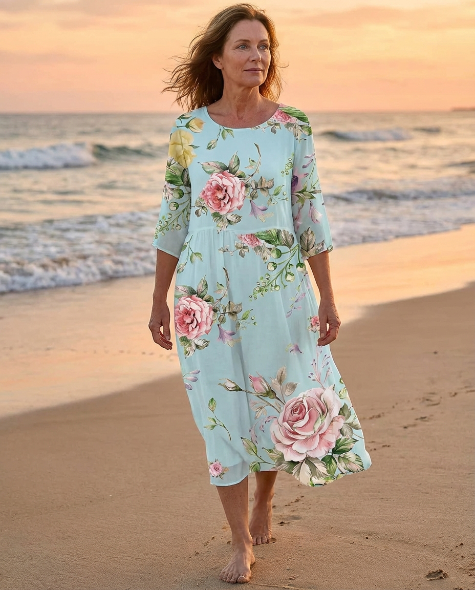 Keely™ | Robe Coton Fleurie Col Rond