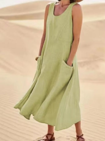 Nancy™ | Robe Longue Sans Manches en Lin