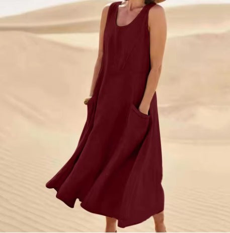 Nancy™ | Robe Longue Sans Manches en Lin