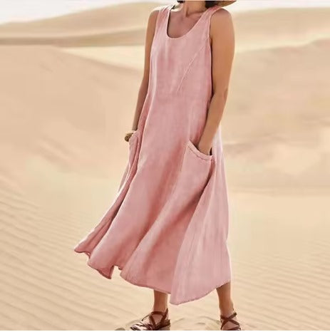 Nancy™ | Robe Longue Sans Manches en Lin